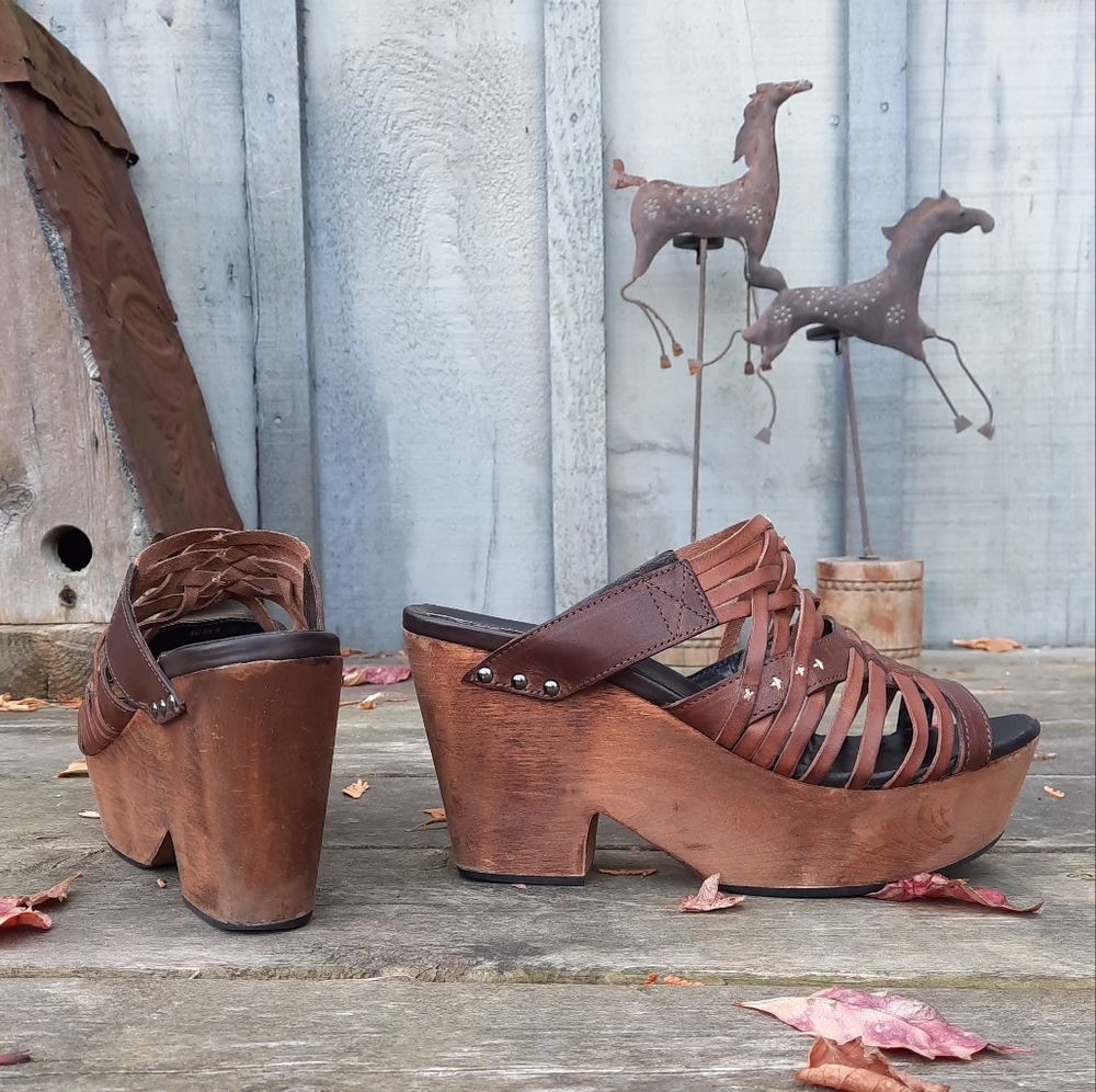 RAG & BONE Leather, Wooden Clogs, Sandals